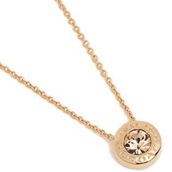 🎁🆕SALE!*Coach Open Circle Stone Strand Necklace Gold - Picture 3 of 7